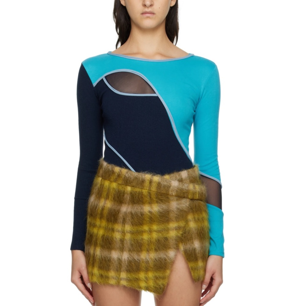 ANDERSSON BELL Navy Eva Combo Long Sleeve T-Shirt